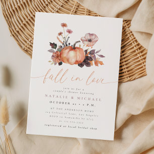 Whimsical Pumpkin Fall in Love Couple's Shower Invitation