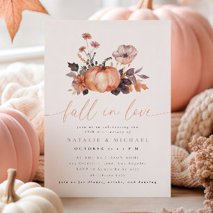 Whimsical Pumpkin Fall in Love Wedding Anniversary Invitation