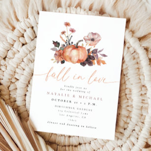 Whimsical Pumpkin Fall in Love Wedding Invitation