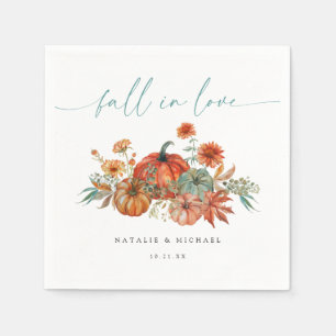 Whimsical Pumpkin Fall in Love Wedding Napkin