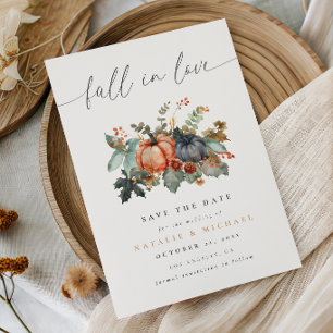Whimsical Pumpkin Fall in Love Wedding Save The Date