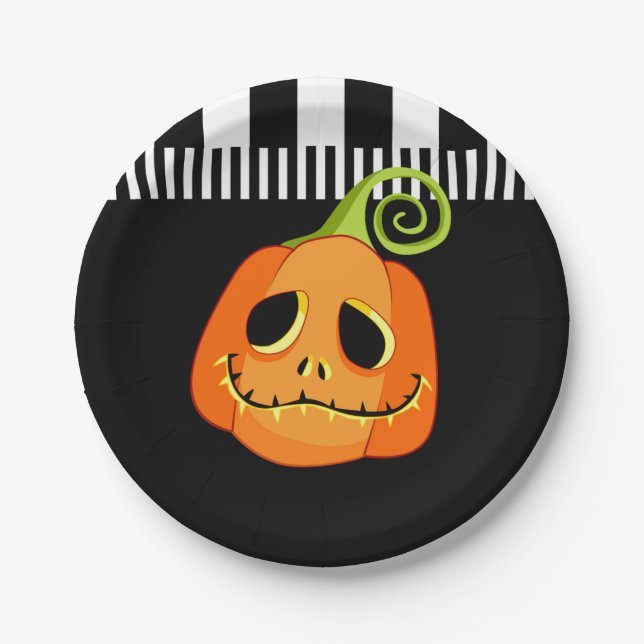 Whimsical Pumpkin Halloween Party Paper Plate (Front)