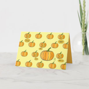 Whimsical Pumpkin Patch on Pale Yellow Halloween Card