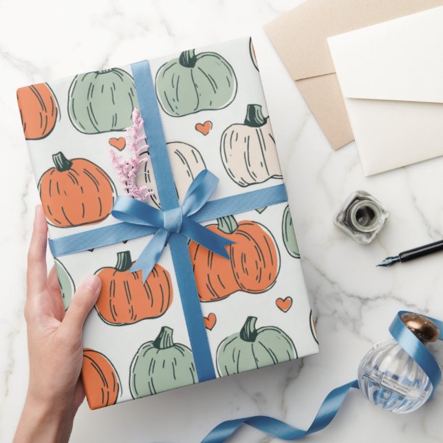 Whimsical Pumpkin Pattern Wrapping Paper (Gifting)