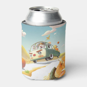 Whimsical Pumpkin Ride Can Cooler