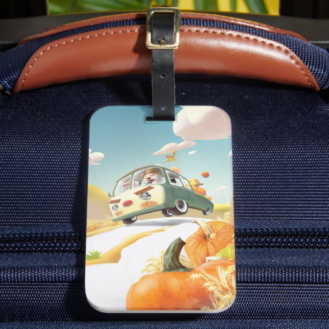 Whimsical Pumpkin Ride Luggage Tag (Front Insitu 2)
