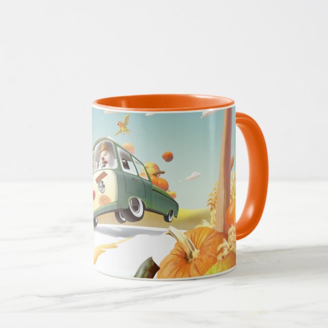Whimsical Pumpkin Ride Mug (Front Right)