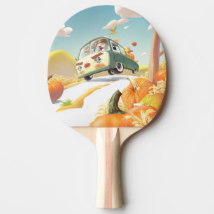 Whimsical Pumpkin Ride Ping Pong Paddle