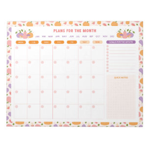 Whimsical Pumpkins Monthly To Do List Planner Notepad
