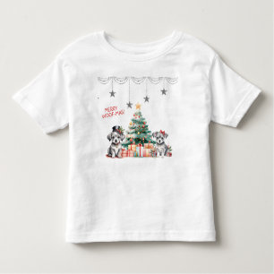 Whimsical Puppies Next To Christmas Tree   Toddler T-Shirt