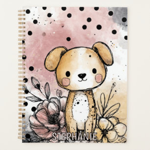 Whimsical Puppy Floral Watercolor Art (1) Planner