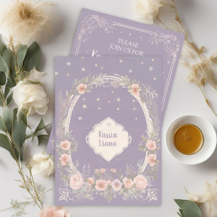 Whimsical Purple and Blush Pink Floral Invitation