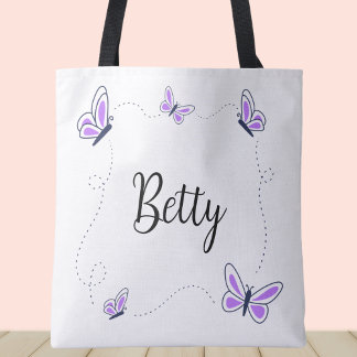 Whimsical Purple and white butterflies Tote Bag