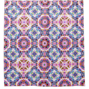 Whimsical Purple Blue Pink Colorful Pattern Shower Curtain