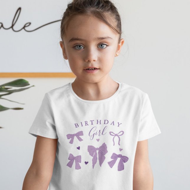 Whimsical Purple Bows Birthday Girl T-Shirt (Creator Uploaded)