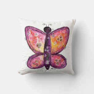 Whimsical Purple Butterfly Cushion