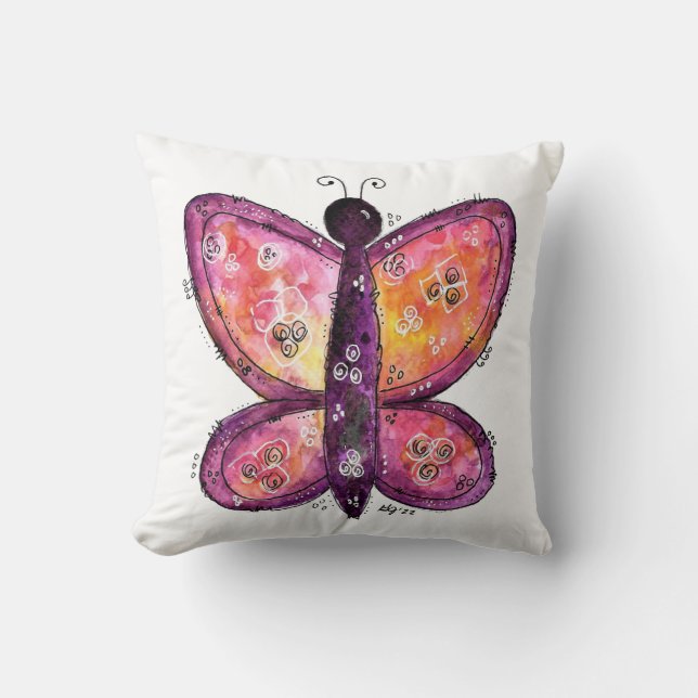 Whimsical Purple Butterfly Cushion (Front)