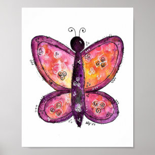 Whimsical Purple Butterfly Poster