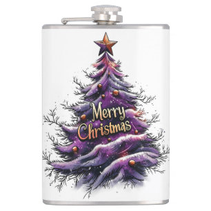 Whimsical Purple Christmas Tree Flask