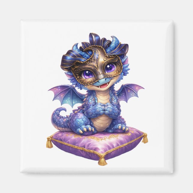 Whimsical Purple Dragon Fridge Magnet (Front)