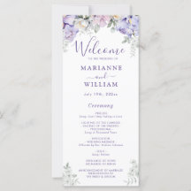 Whimsical Purple Floral Romantic Wedding Program