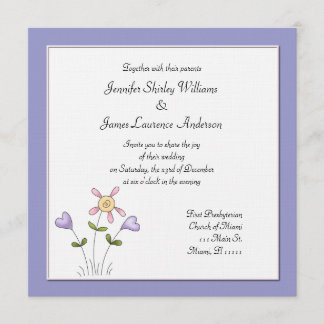 Whimsical Purple Floral Wedding Invitation