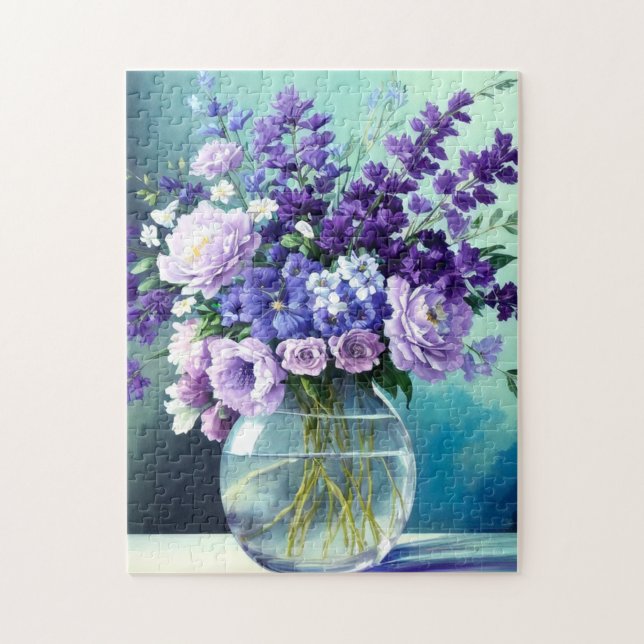 Whimsical Purple Flowers In A Vase Jigsaw Puzzle (Vertical)