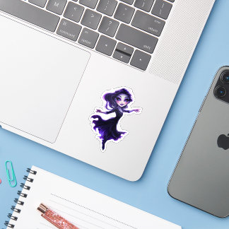 Whimsical Purple Glow Fairy Girl Die-Cut Sticker