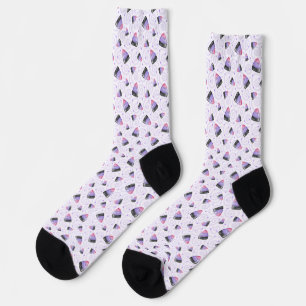 Whimsical Purple Halloween Cany Corn Socks