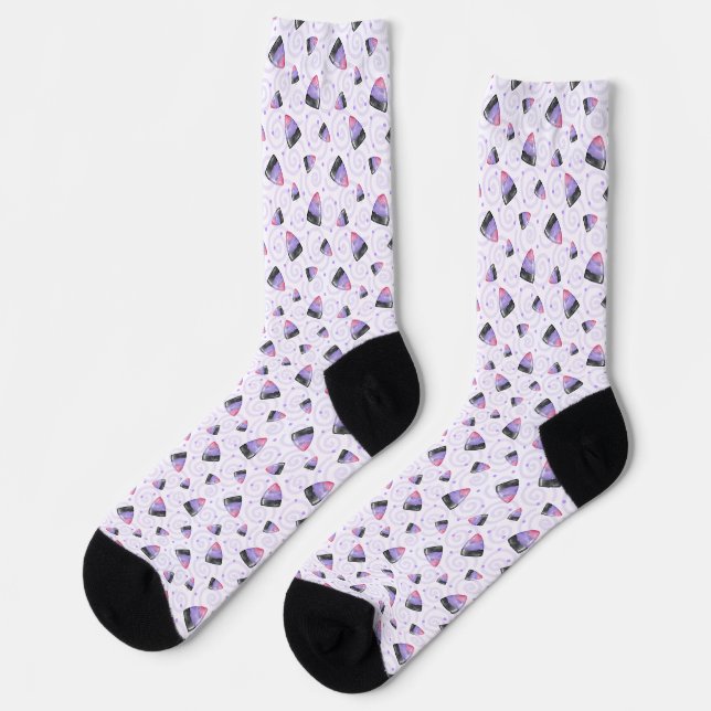 Whimsical Purple Halloween Cany Corn Socks (Left)