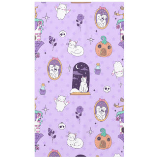 whimsical purple halloween spooky ghost creepy cat tablecloth