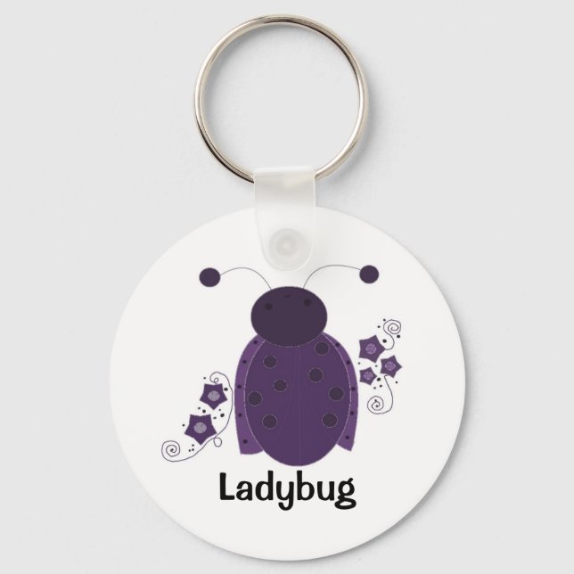Whimsical Purple Ladybug Key Ring (Front)