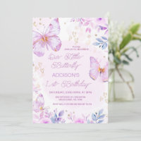 Whimsical Purple Little Butterfly 1st Birthday