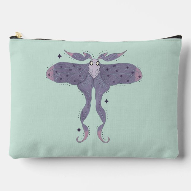 Whimsical Purple Moth with Star Sparkles  Accessory Pouch (Front)