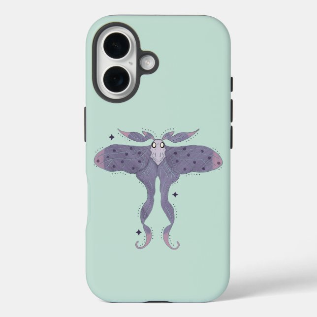 Whimsical Purple Moth with Star Sparkles Case-Mate iPhone Case (Back)