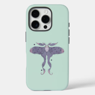 Whimsical Purple Moth with Star Sparkles iPhone 16 Pro Case