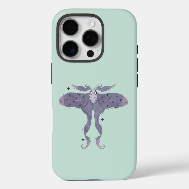 Whimsical Purple Moth with Star Sparkles Case-Mate iPhone Case (Back)