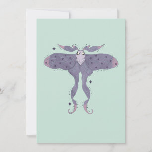Whimsical Purple Moth with Star Sparkles  Invitation