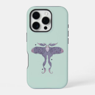 Whimsical Purple Moth with Star Sparkles iPhone 16 Pro Case