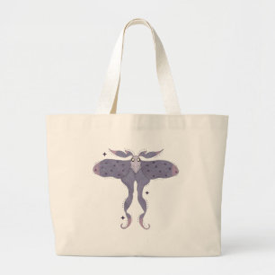 Whimsical Purple Moth with Star Sparkles Large Tote Bag