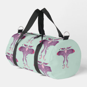 Whimsical Purple Moth with Star Sparkles Mystical Duffle Bag