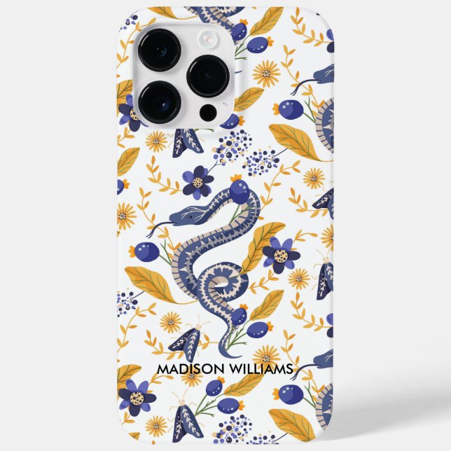 Whimsical Purple Snake & Botanical– Personalised  Case-Mate iPhone Case (Back)
