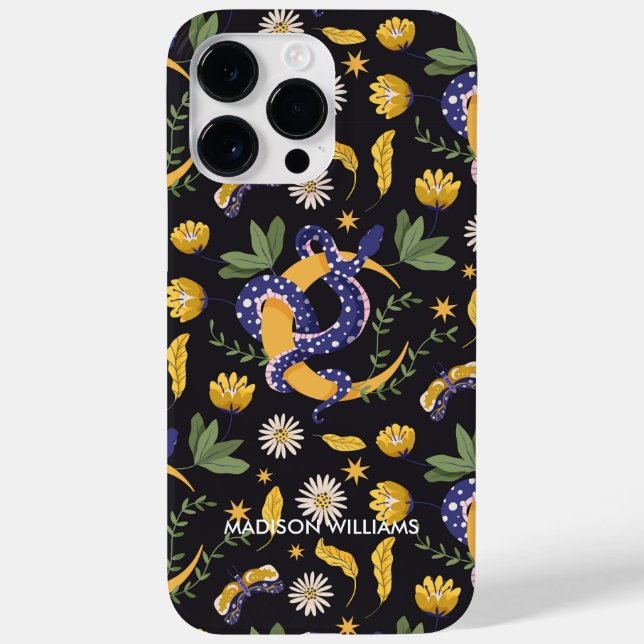 Whimsical Purple Snake & Botanical– Personalised  Case-Mate iPhone Case (Back)