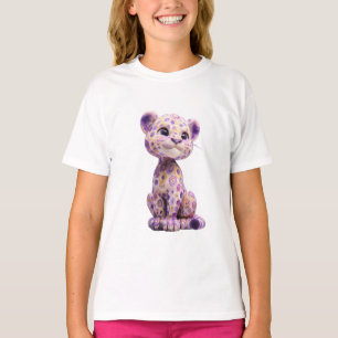 Whimsical Purple Swirl Leopard Cub Kids T-Shirt