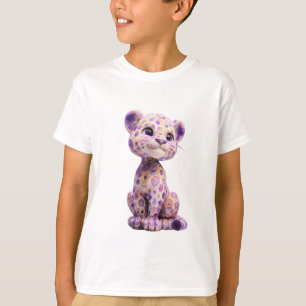 Whimsical Purple Swirl Leopard Cub Kids T-Shirt