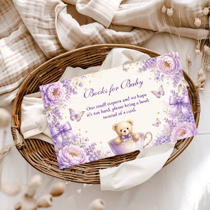 Whimsical Purple Teddy Bear  Books for Baby Enclosure Card