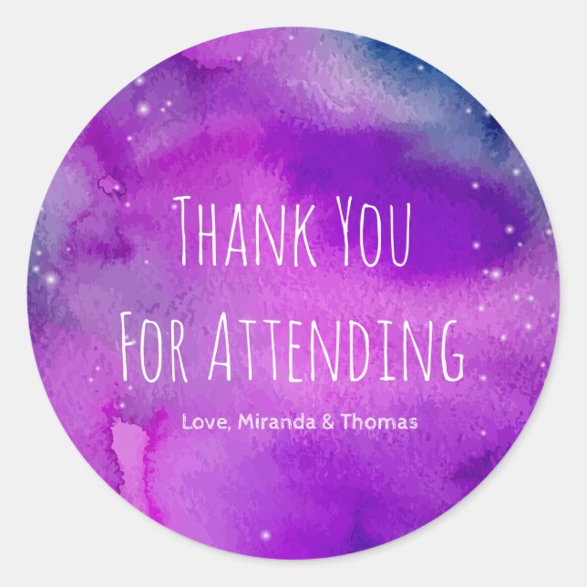 Whimsical Purple Thank You Stickers (Front)