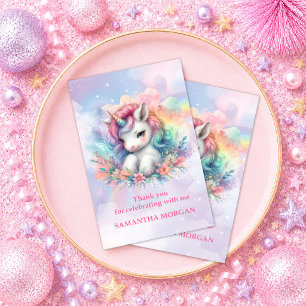 Whimsical Purple Unicorn Magical Day Thank You Car Card