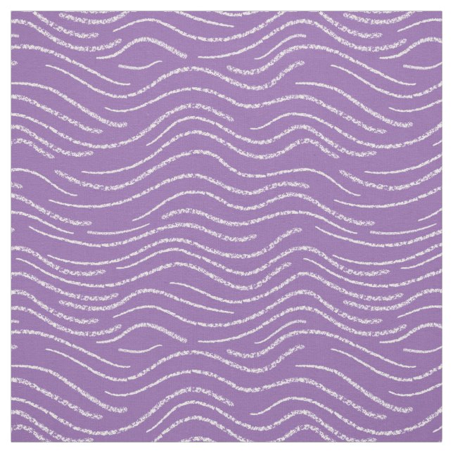 Whimsical Purple White Wavy Striped Scribbles Fabric (Swatch)