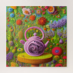 Whimsical Quilled Teapot Landscape   Jigsaw Puzzle